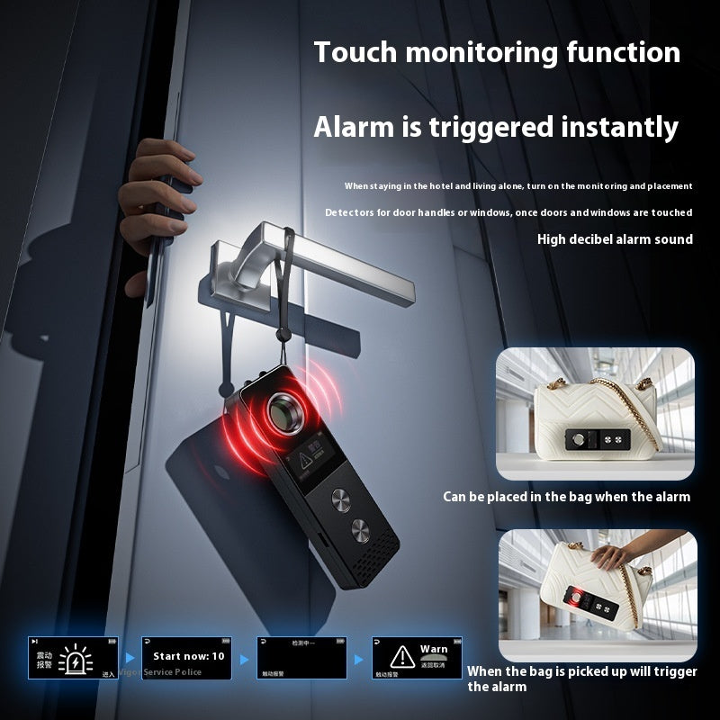 Security device with alarm system for monitoring doors and windows, triggered by touch.