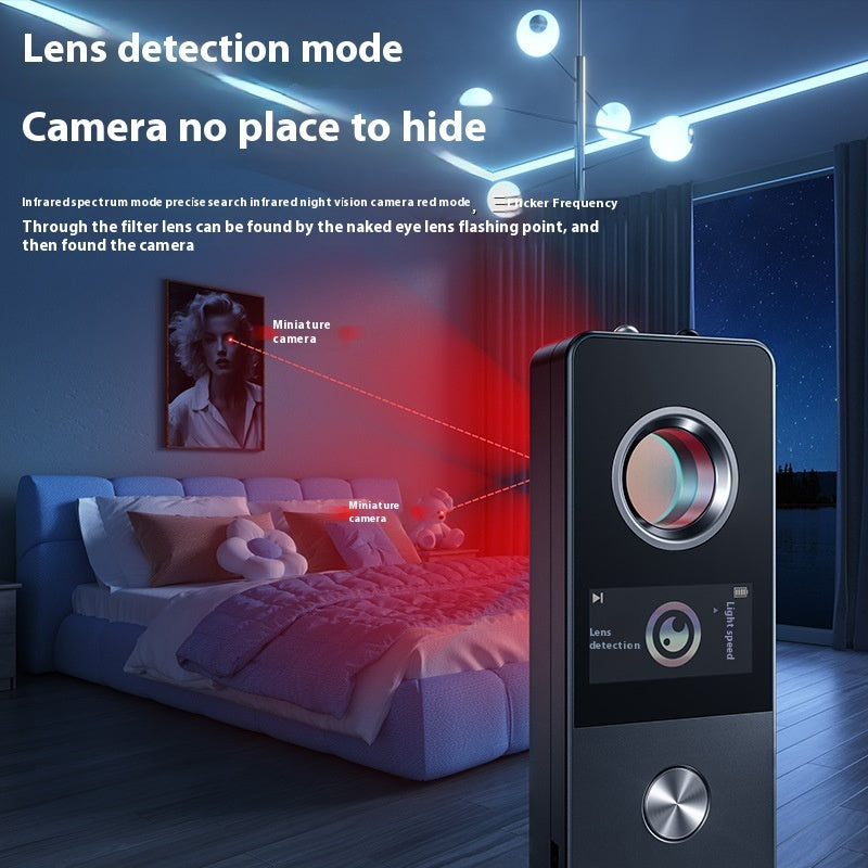Security camera with lens detection mode feature in a bedroom setting