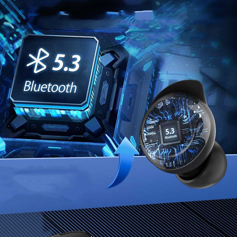 Bluetooth 5.3 technology on electronic components with a blue and black color scheme.