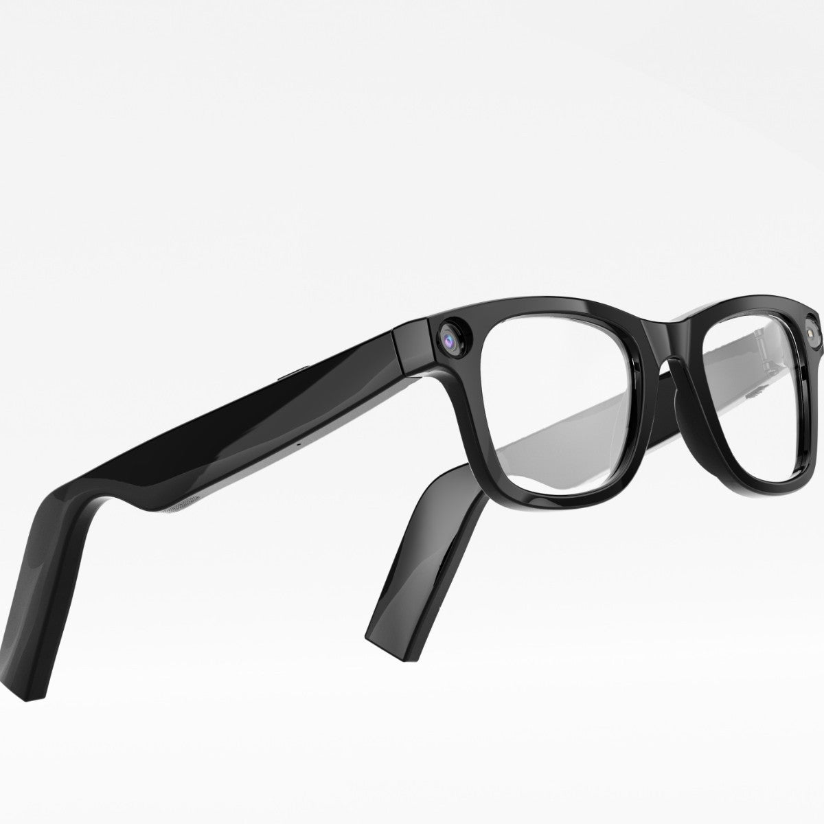 Black rectangular eyeglasses on a white background