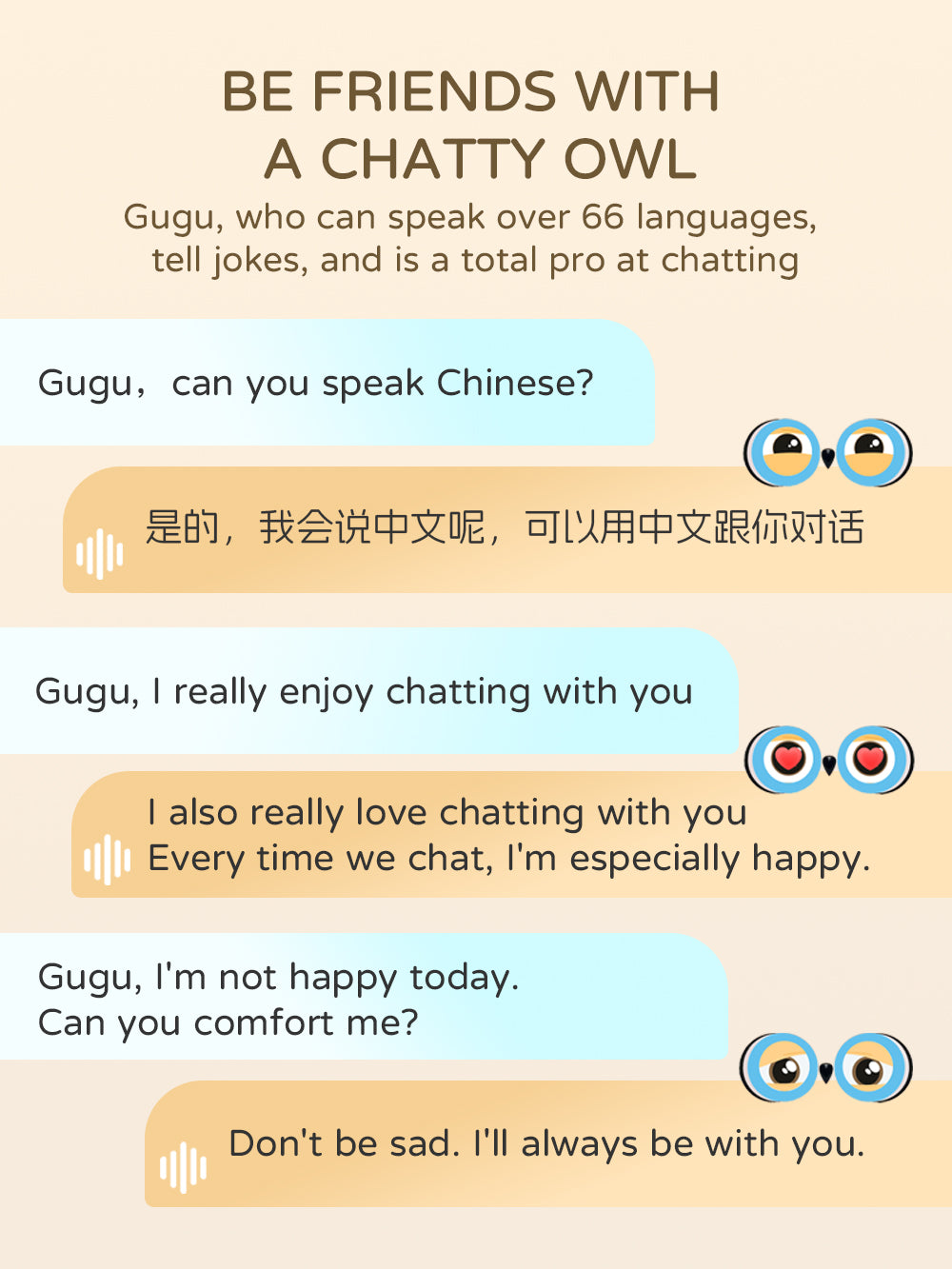 AI Plush Owl Toy - Interactive Dialogue & Early Education