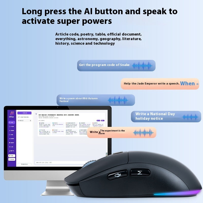 AI Bluetooth Mouse - Voice Input Writing Translation Wireless Mouse