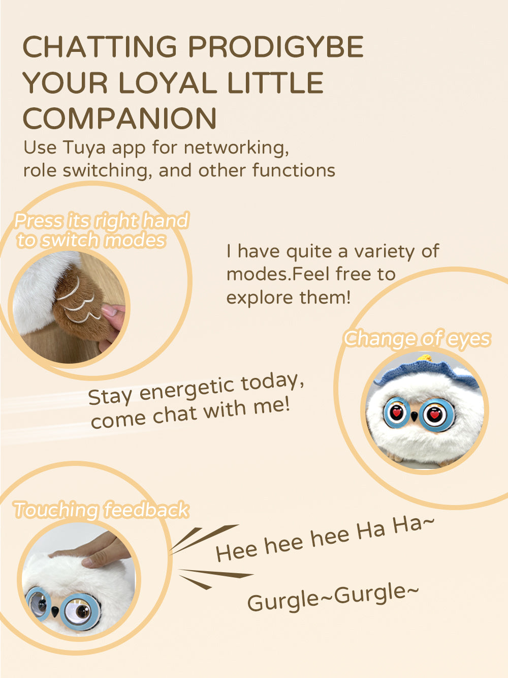 AI Plush Owl Toy - Interactive Dialogue & Early Education