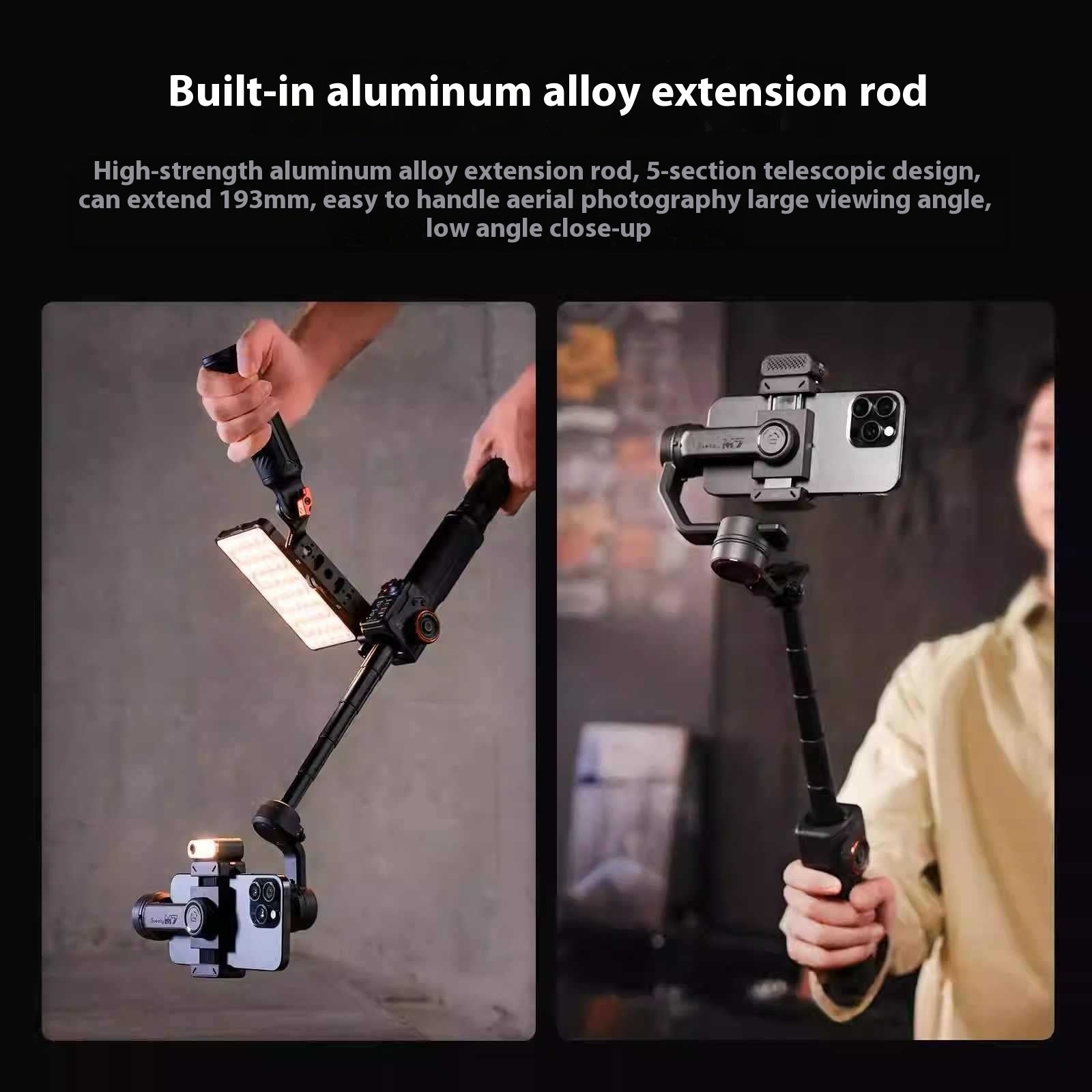 Aluminum alloy extension rod with smartphone holder for aerial photography