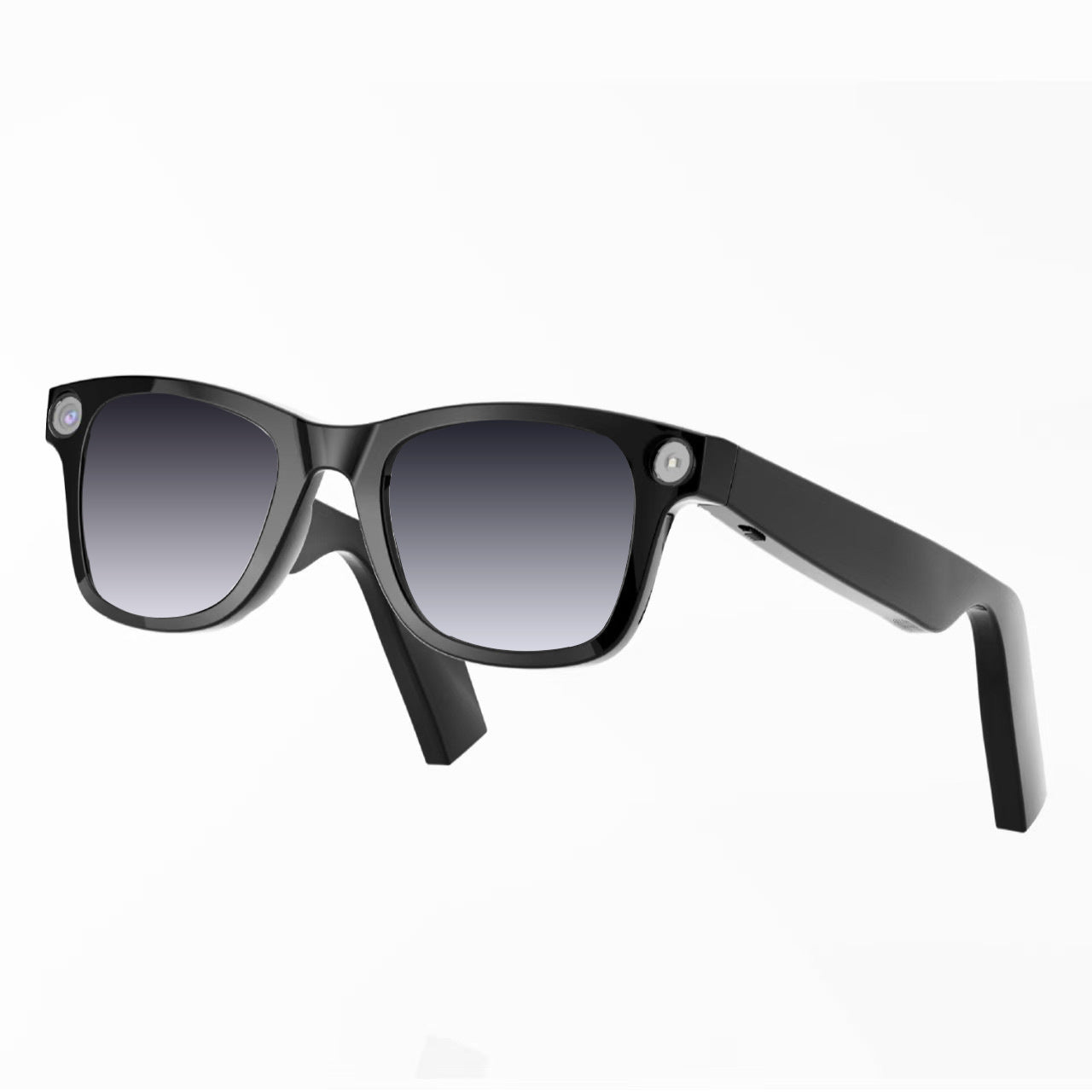 Black sunglasses with gradient lenses on a white background