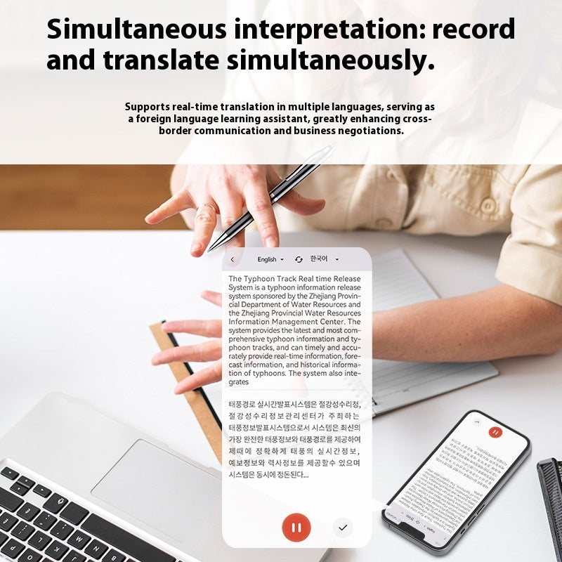 AI Voice Recorder Q90A - HD Noise Reduction Real-Time Translation