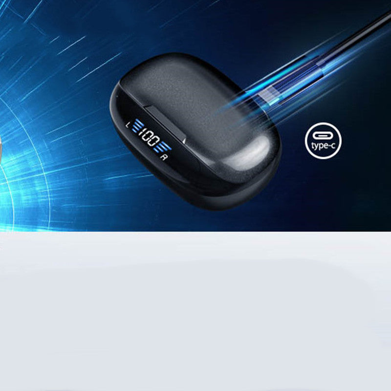 Black electronic device with digital display on a blue and black background