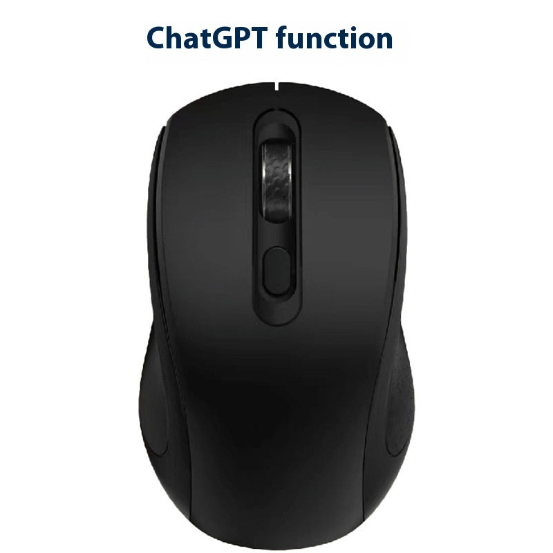 Black computer mouse on a white background with 'ChatGPT function' text.