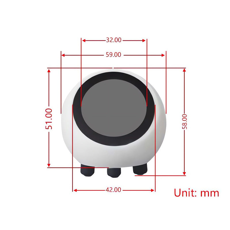 Measurement chart of a round object with dimensions in millimeters