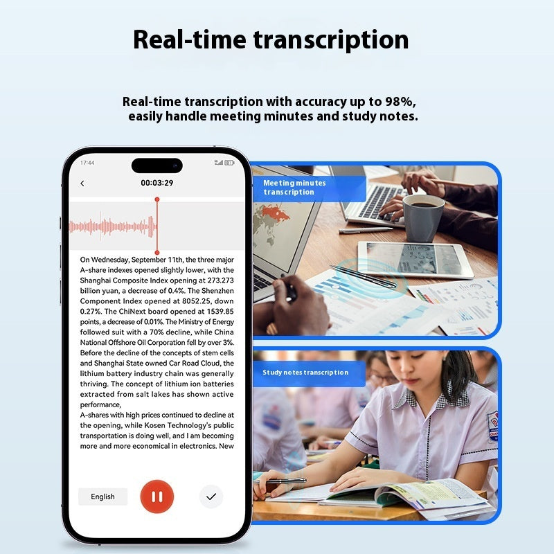 AI Voice Recorder Q90A - HD Noise Reduction Real-Time Translation