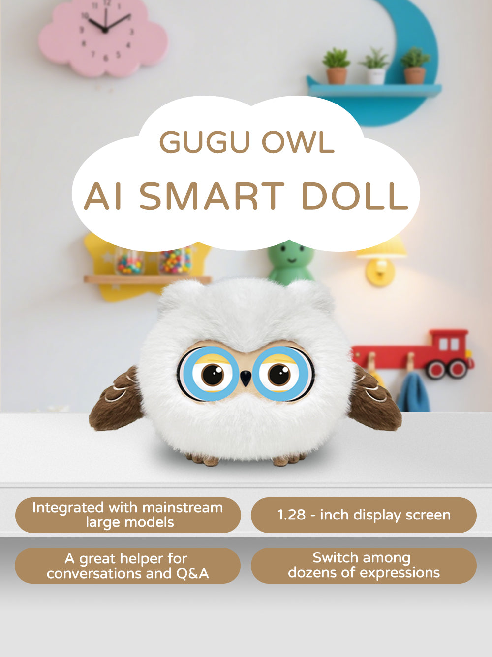AI Plush Owl Toy - Interactive Dialogue & Early Education