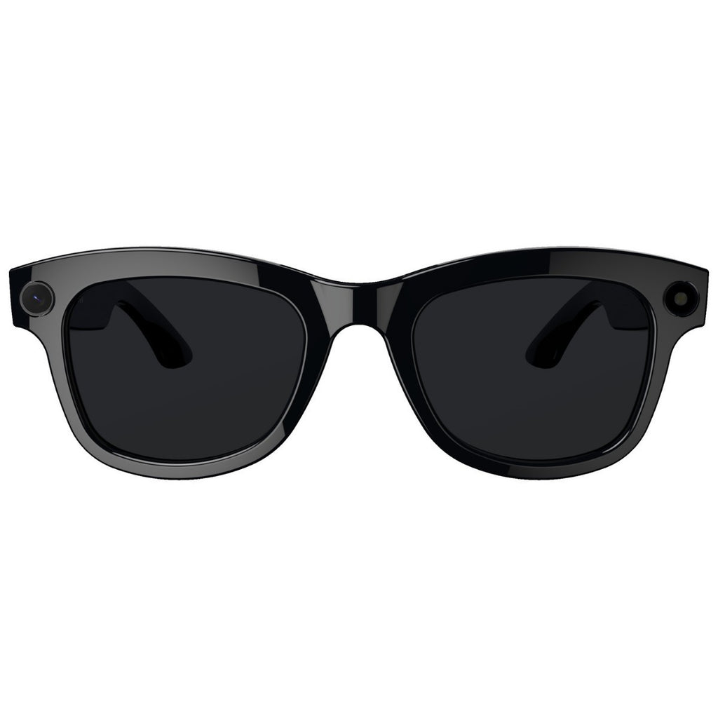 Black sunglasses with a white background